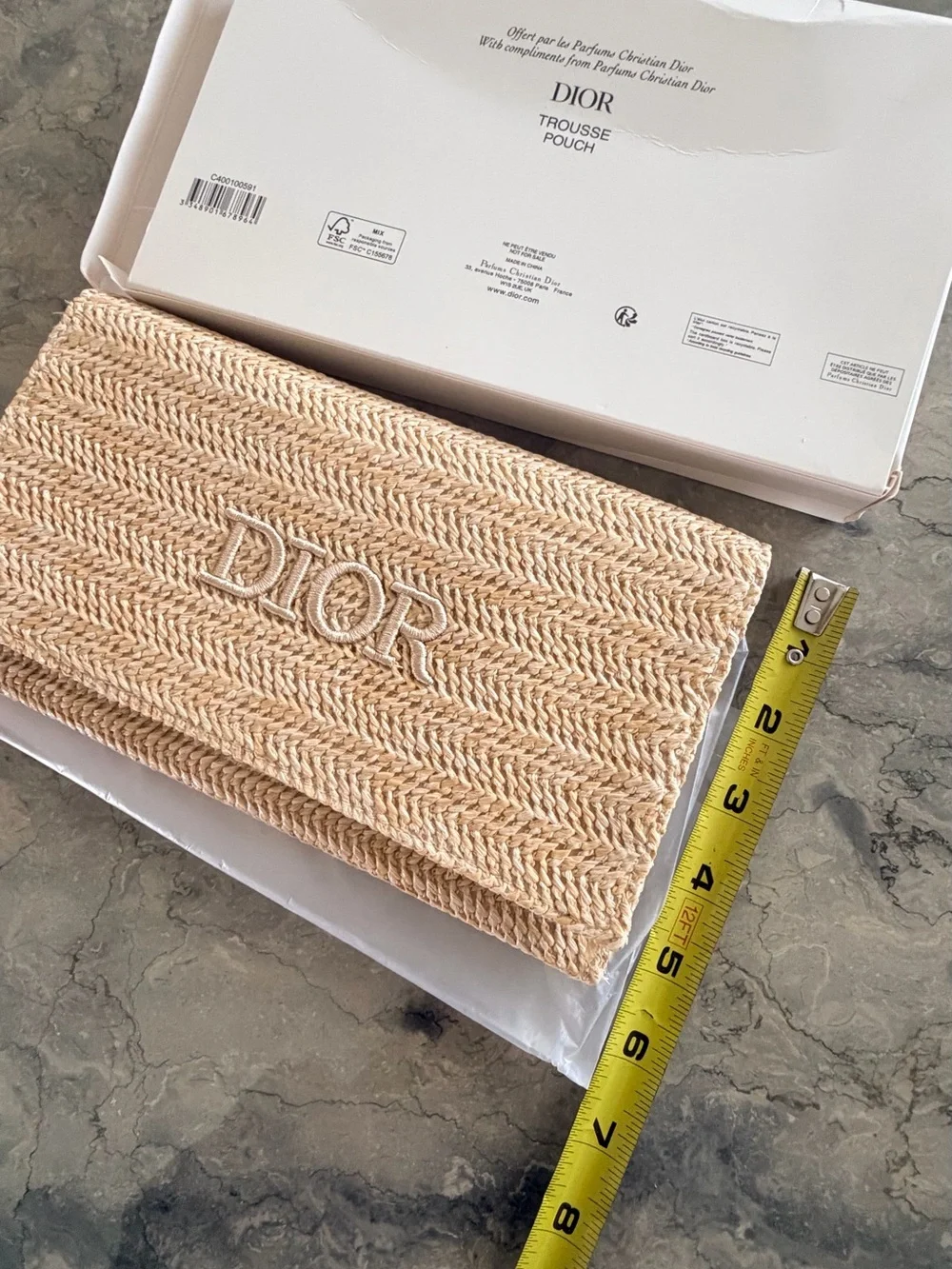 DIOR Natural Raffia Foldover Clutch - Beige